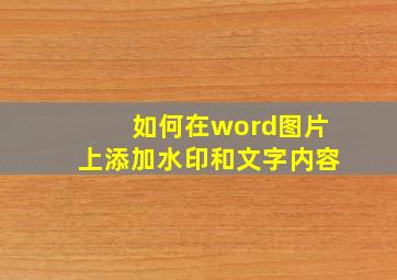 如何在word图片上添加水印和文字内容