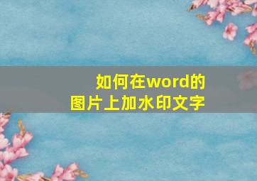 如何在word的图片上加水印文字