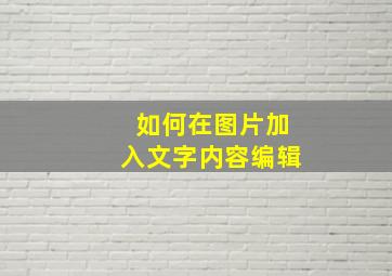 如何在图片加入文字内容编辑