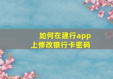 如何在建行app上修改银行卡密码