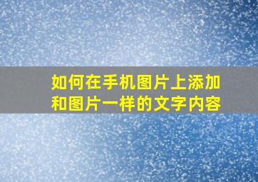 如何在手机图片上添加和图片一样的文字内容