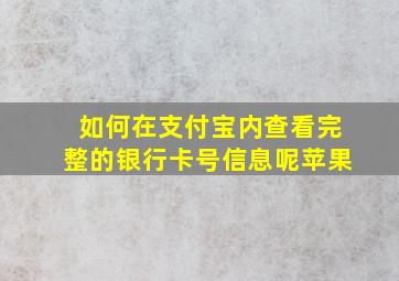 如何在支付宝内查看完整的银行卡号信息呢苹果