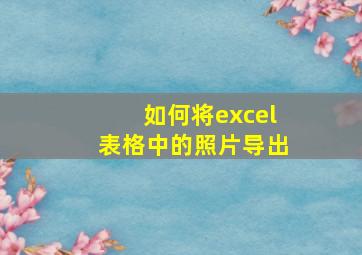 如何将excel表格中的照片导出