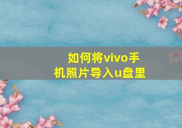 如何将vivo手机照片导入u盘里