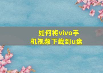 如何将vivo手机视频下载到u盘