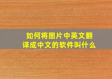 如何将图片中英文翻译成中文的软件叫什么