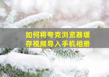 如何将夸克浏览器缓存视频导入手机相册