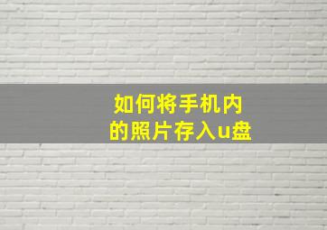 如何将手机内的照片存入u盘