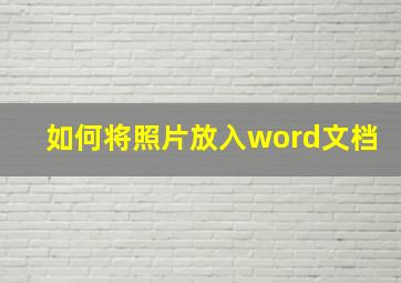 如何将照片放入word文档