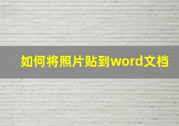 如何将照片贴到word文档