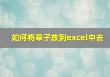 如何将章子放到excel中去