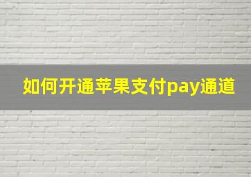 如何开通苹果支付pay通道