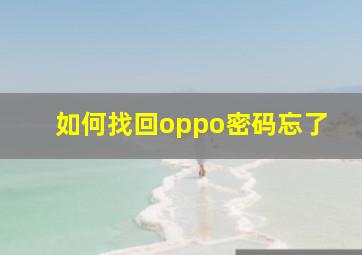 如何找回oppo密码忘了