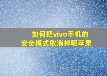 如何把vivo手机的安全模式取消掉呢苹果