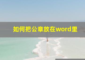 如何把公章放在word里