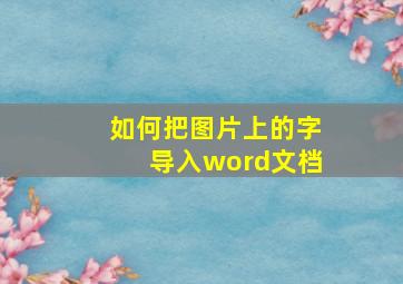 如何把图片上的字导入word文档