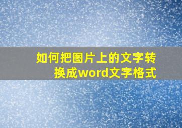 如何把图片上的文字转换成word文字格式