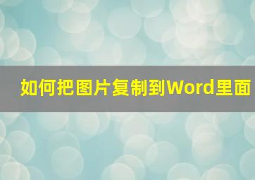 如何把图片复制到Word里面