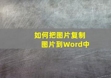 如何把图片复制图片到Word中