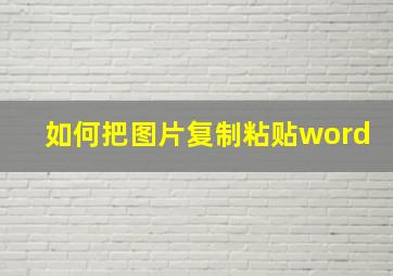 如何把图片复制粘贴word