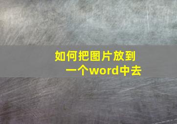 如何把图片放到一个word中去