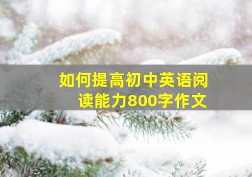 如何提高初中英语阅读能力800字作文