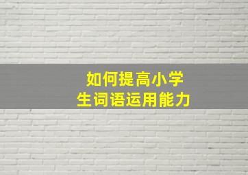 如何提高小学生词语运用能力