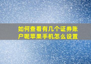 如何查看有几个证券账户呢苹果手机怎么设置