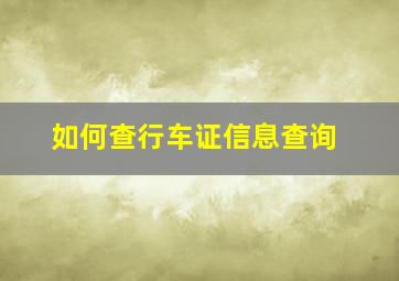 如何查行车证信息查询