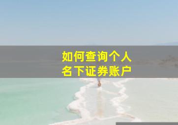 如何查询个人名下证券账户