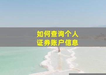 如何查询个人证券账户信息