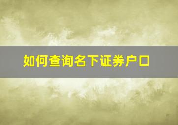 如何查询名下证券户口