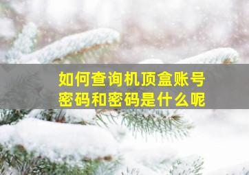 如何查询机顶盒账号密码和密码是什么呢