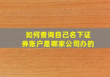 如何查询自己名下证券账户是哪家公司办的