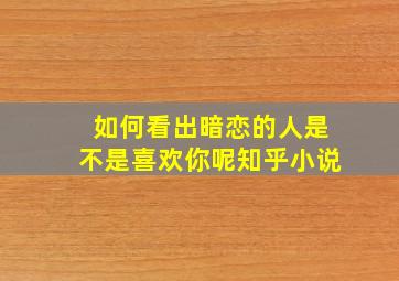 如何看出暗恋的人是不是喜欢你呢知乎小说