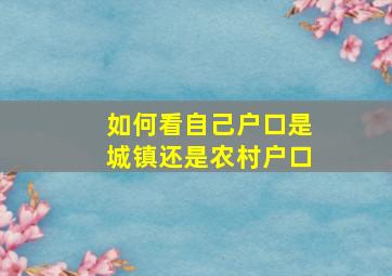 如何看自己户口是城镇还是农村户口