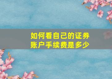 如何看自己的证券账户手续费是多少