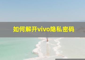 如何解开vivo隐私密码