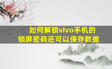 如何解锁vivo手机的锁屏密码还可以保存数据