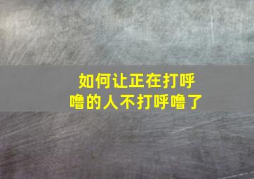 如何让正在打呼噜的人不打呼噜了