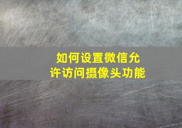 如何设置微信允许访问摄像头功能