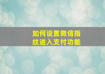 如何设置微信指纹进入支付功能