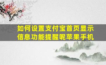 如何设置支付宝首页显示信息功能提醒呢苹果手机