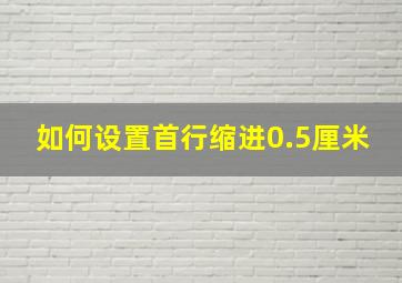 如何设置首行缩进0.5厘米