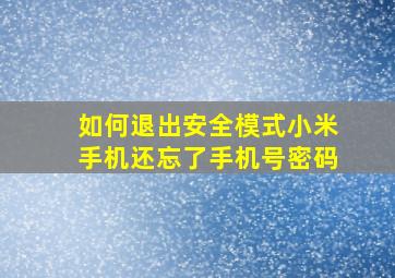 如何退出安全模式小米手机还忘了手机号密码