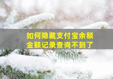 如何隐藏支付宝余额金额记录查询不到了