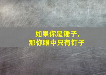 如果你是锤子,那你眼中只有钉子