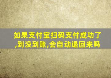 如果支付宝扫码支付成功了,到没到账,会自动退回来吗