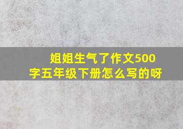 姐姐生气了作文500字五年级下册怎么写的呀