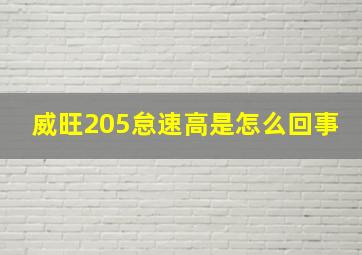 威旺205怠速高是怎么回事